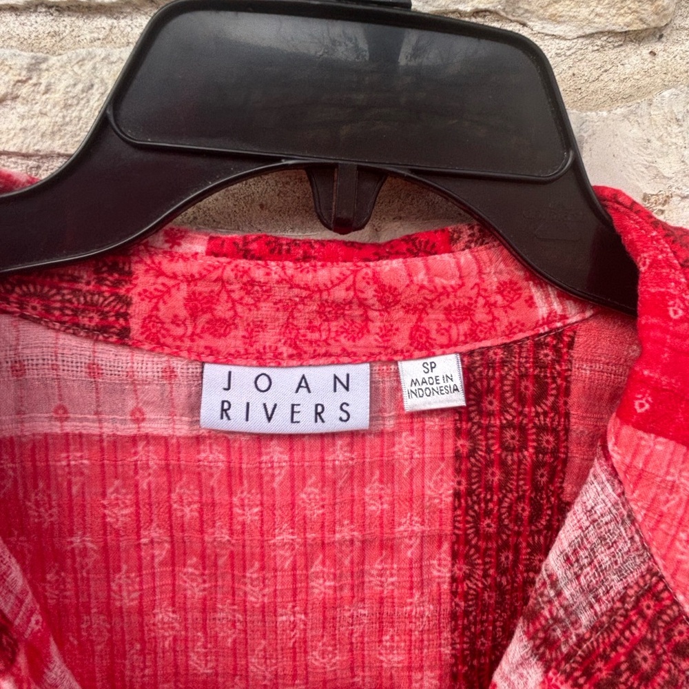 Joan Rivers Red And Pink Patchwork Button-Down Sh… - image 3